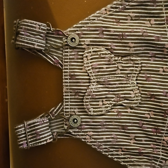 VTG OSHKOSH B'GOSH Striped Butterfly Denim Overalls - Picture 6 of 8